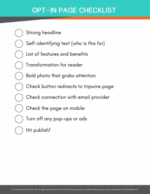 Opt-in page checklist