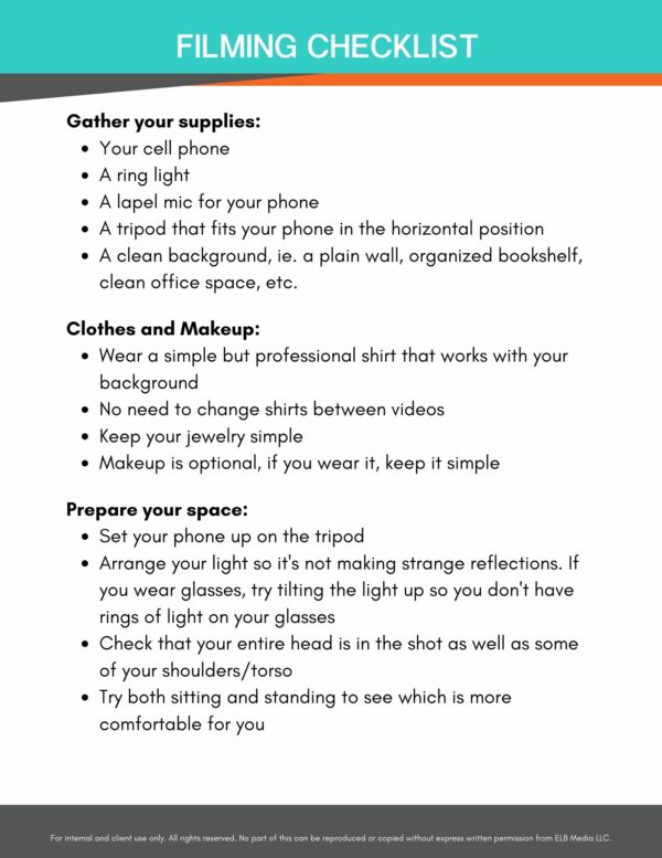 Filming Checklist