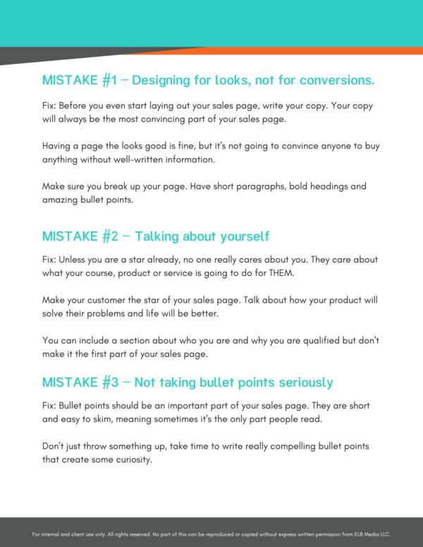 12 Sales Page Mistakes